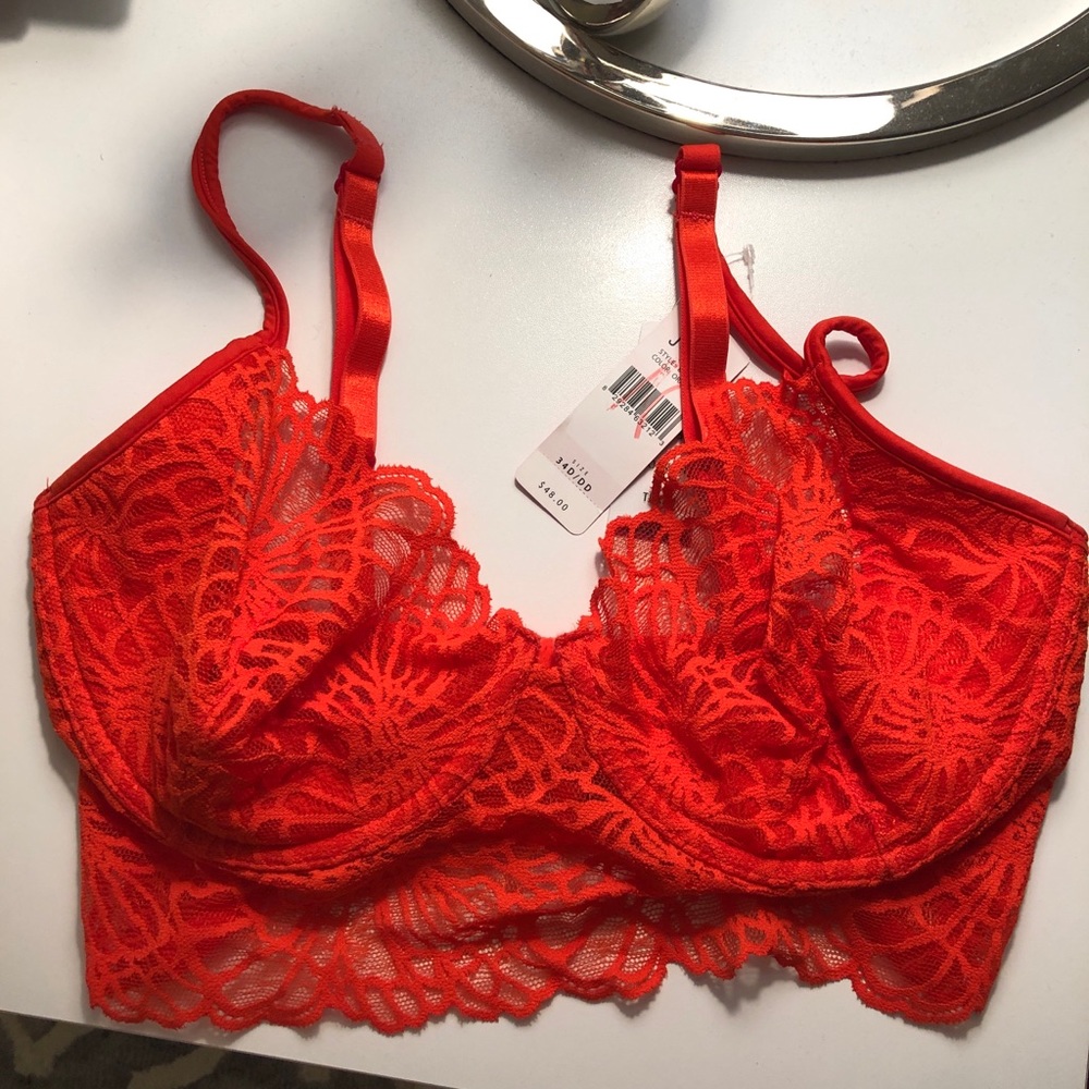 Josie by NATORI Red Lace Bra 34D NWT!
